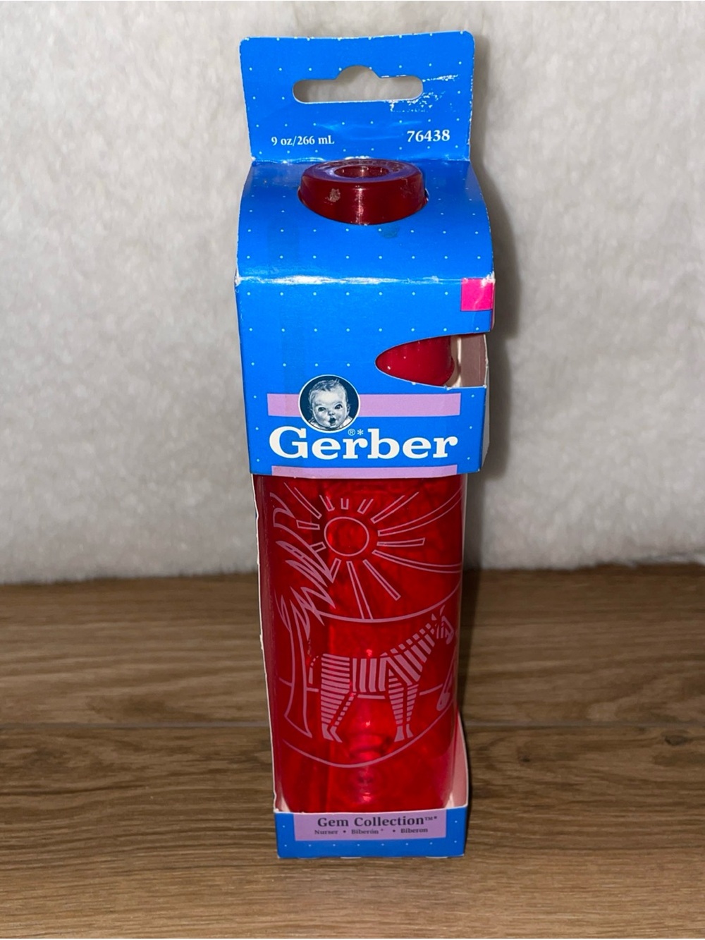 Vintage 1995 Gerber Red Gem Collection Bottle 9oz NOS